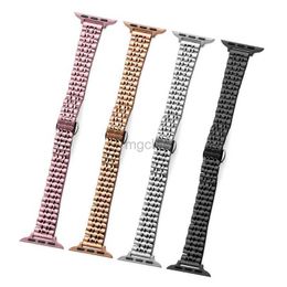 Bands Watch Seven Beads Solid Watch Band Strap For Watch Series 7 6 5 4 Se Metal Bracelet Stainless Steel Replacement Wristband Iwatch Bands 240308