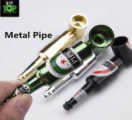 Beer Bottle Oil Burner Metal Smoking Pipe Hand Pipe Beer Pattern Metal Pipes Mini Hammer Tobacco Herb Pipes Aluminium Alloy8252833