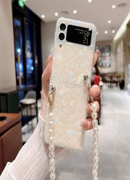 Reflective Pearl Necklace Handbag Phone Case For Samsung Galaxy Z Flip3 Crossbody Bag For ZFlip3 Protector Cover7859658