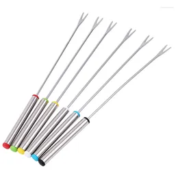 Forks 6Pcs/Set Quality Stainless Steel Pot Chocolate Fork Cheese Fruit Dessert Fondue Melting Skewer Kitchen Tools