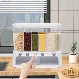 Food Jars Canisters Kitchen Storage Cereal Dispenser 5-Grid Dry Food Container Grain Storage Box Rice Tank Kitchen Organiser L240308