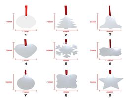 Sublimation Blank Christmas Ornament DoubleSided Xmas Tree Pendant Multi Shape Aluminum Plate Metal Hanging Tag Holidays Decorati7744187