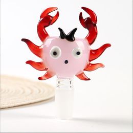 Cute crab 14mm 18mm male bowl solid glass 14.4 nail bowls smoking accessories for glass bongs and water pipes random color