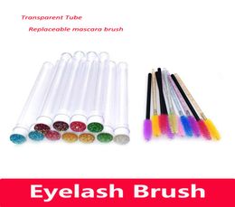 Makeup Brush Eyelash Extender Disposable Eyebrow Brush Transparent Tube Design Charming Diamond Bottom Mascara Stick Applicator2488395