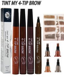 Eyebrow Tattoo Pencil 4 Head Fine Sketch Enhancer Fork Tip Eyebrow Tattoo Tint Pen Eyebrow Gel Waterproof Microblading Makeup4667911