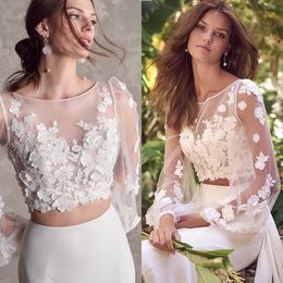 Beach Mermaid Wedding Dresses 2 Pieces Lace Jacket Long Sleeve Lace Bridal Gowns Boho Wedding Dress Vestidos De Novia