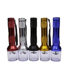 Cheap Eectric Herb Grinder Aluminium Alloy Torch Grinder Automatic Flashlight Pollen Crusher Smoking Metal Grinders 5 Colours for To8075731