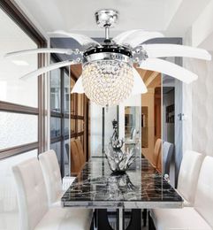 Invisible Crystal Light Ceiling Fans Modern LED Parlour Fan Lighting Remote Control 42inch 220V 110V1227851