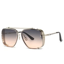 2024 retro square women's sunglasses 2021 new double beam metal trimmed ins thin face box fashion mens and womens Sunglasses sunscreen