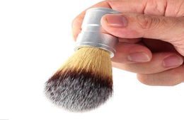 Men039s Shaving Brush Faux Hair Aluminum Handle Silver Barber Salon Shaving Brush Facial Beard Mustache Cleaning Brush Shave To2998134