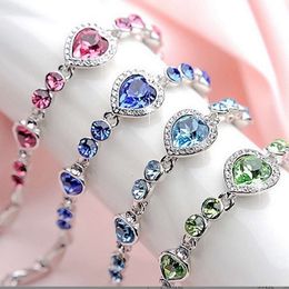 Jewelry Gift Fashion Women Full Diamond Couple Constellation Ocean Heart Crystal Bracelet