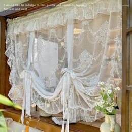 Curtain French Korean Pastoral White Romantic Lace Roman Lifting Gauze Without Punching Partition Half Custom