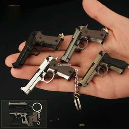 Gun Toys 1 4 Beretta 92F alloy handgun gun detachable keychain toy spinner for boy gift collection for adults 240307