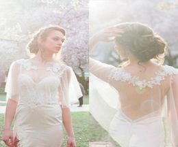 Short Tulle Bridal Wraps Jackets Simple Illusion Lace Wedding Shawls White Ivory Custom Bridal Boleros For Wedding Dresses Gowns4022280