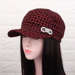 Spring and Summer New Middle aged and Elderly Mom Hat Sunscreen Sunshade Hat Checkered Duck Tongue Hat Outdoor Womens Big Eaves Octagonal Hat