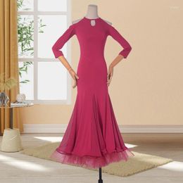 Stage Wear Modern Backless Crystal Performance National Standard Dance Big Swing Fishbone Skirt Social Waltz Dress