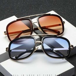 2024 retro square women's sunglasses Fashion trend leisure metal frame movie iron man Sunglasses