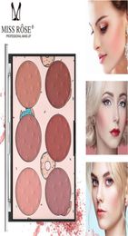 MISS ROSE Pink 6 Colours Mineral Blush Palette Bronze Long Lasting Skinfriendly Rouge Blusher Matte Highlighter Powder2103562