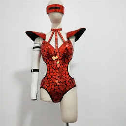 Stage Wear Sexy Backless Flying Shoulder Bikini Bodysuit Women Dancer Group Gogo Costume Bar Club Party Rave Performance Leotard