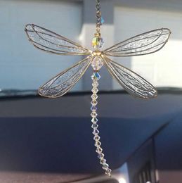 15CM 6 Inch Stained Glass Look Dragonfly Sun Catcher Cartoon Wind Chime Pendant Crystal Window Hanging Toy Exquisite Wings Bright 7011345