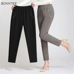 Capris Pants Women Hot Sale Simple High Waist Leisure Trousers Korean Style Straight Pocket Allmatch Female Office Mujer Pantalones