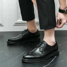 Casual Shoes Business Leather Men Lace Up Rubber Formal Dress Male Office Wedding Party Flats Footwear Mocassins Homme