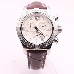 DHgate selected supplier watches man seawolf chrono white dial brown leather belt watch quartz battery watch mens dress watches200g