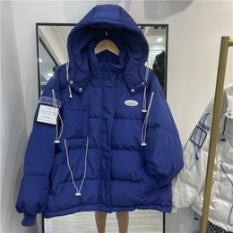 Women's Trench Coats Cotton Jackets Fall Winter Thick Thermal Windproof Overcoat Korean Style Solid Drawstring Pockets Hooded Outerwear
