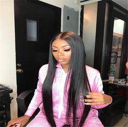 360 Lace Frontal Wig Pre Plucked with Baby Brazilian Straight Hair Natural Colour Lace Front Wig Full Lace Wig Silk Straight Cheap1823351