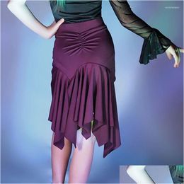 Stage Wear Purple Latin Dance Skirt For Girls Latina Practice Fal Costume Ballroom Salsa Clothes Jl1678 Drop Delivery Dhifj