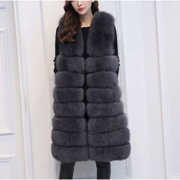 Haining Fur Hot Selling Extended Sleeveless Vest Imitation Fox Jacket Autumn And Winter Women's Clothing 323274
