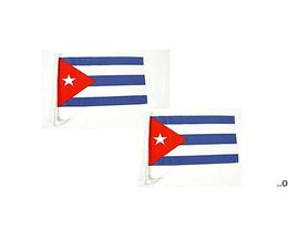 12x18inch Cuban Car Flags Digital Printing National Hanging 30x45cm Polyester Fabric 43cm plastic pole Outdoor Indoor EWD91568801350