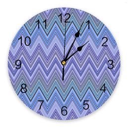 Wall Clocks Ethnic Style Abstract Zigzag Stripes Print Clock Art Silent Non Ticking Round Watch For Home Decortaion Gift