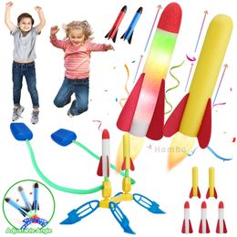 Flying Rocket Launcher Toy for Children Jump Pump Launching Eva Foam Soaring Rocket Parent Child Sports Toys Outdoor Fun Sports 240226