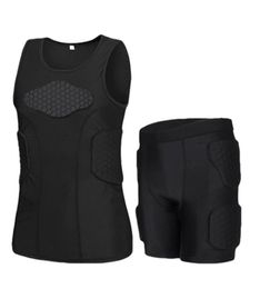 Men Honeycomb Knee Pads Anticollision Vest Tshirt Short Set Quick Dry Tee Tops Trousers Apparel Sportswear For Workout Football 4865497