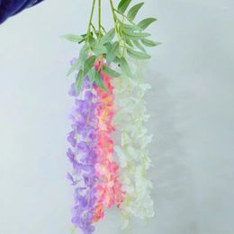 Decorative Flowers 10Pcs 3 Forks Artificial Wisteria Flower String Home Wall Ornament Vine Wedding Party Ceiling Decoration Site Layout