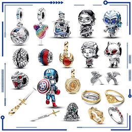 925 Silver Fashion Captain Sword Bead Charm Suitable for PAN Bracelet Jewellery Women's Sun Moon Herocross Throne Charm Free Delivery