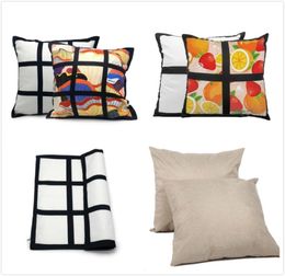 Blank Sublimation Pillow Cover Double Face Sublimation Pillow Case Black 4 Grid 9 Grid Heat Transfer Cushion Cover Throw Sofa Pill9853809