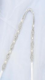 Wedding Sashes TRiXY S435 Fashion Beaded Belt Clear Crystal For Formal Dress Pearl Bridal Rhinestone Belts Silver6956861