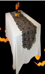 Halloween Decoration Black Lace Spider Web Tablecloth Fireplace Scarf Creative Table Runner Cover Party Table ClothsT2I54523110373