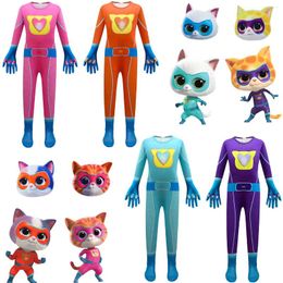 Clothing Sets Children's Super Kitties Cats Costume Kids Halloween Outfits Teenager Boys One-piece Jumpsuit Baby Girls Bodysuit And Mask