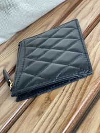 New Arrival Sheepskin Black Purses Cowhide Credit Card Ladys Wallets Simple Leather Casual Solid Colour Card Holders Women Zipper Change Mini Key Bag AAAAA