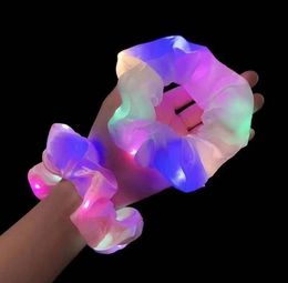 LED Luminous Hair Bands Scrunchies Women Girls Headwear Hair Rope Simple Wrist band Rings Band Hair Accessories