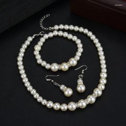 Necklace Earrings Set Tenande Luxurious Big Statement Crystal Simulated Pearl Necklaces Bangles For Women Bridal Wedding Femme