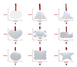 Sublimation Blank Christmas Ornament DoubleSided Xmas Tree Pendant Multi Shape Aluminium Plate Metal Hanging Tag Holidays Decorati2188906