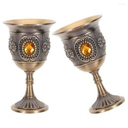 Wine Glasses 2 Pcs Household Cup Home Supply Set Tin Alloy Supplies Goblet Retro Wineglass