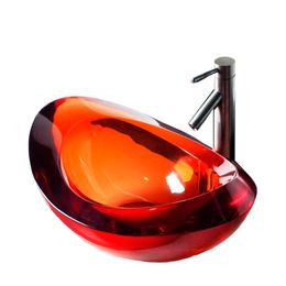 Bathroom Advanced Resin Oval Countertop Washbasin Italian Design Multi-Color Optional Cloakroom Above Vanity Vessel Sink RS38277