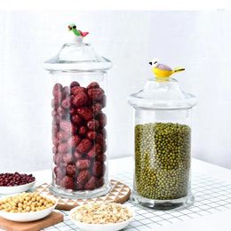Storage Bottles Glass Jar Creativity Large Simulation Bird Cover Transparent Home Kitchen Organisation Modern Decoration