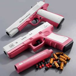 Gun Toys Toy Gun Soft Bullet Toy Guns Shell M1911 Thrown Foam Darts Hand Gun Airsoft With Silencer For Adult Kids 240307