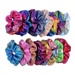 Hair Accessories Dot Shiny Gradient Colour Elastic Hair Bands Headband Ponytail Holder Rope Tie Scrunchies Girls Headwear Women Laser H Dhvid